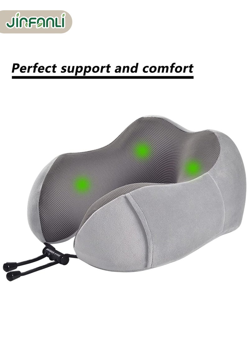 JINFANLI Travel Pillow, Memory Foam Neck Pillow with Comfortable & Breathable Cover for Sleeping, Car, Train, Bus and Home Use(Grey) - Image 4